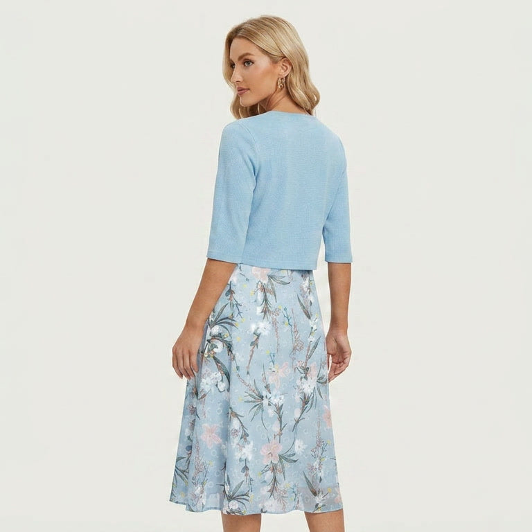 Floral Two-Piece Half Sleeve Midi Set