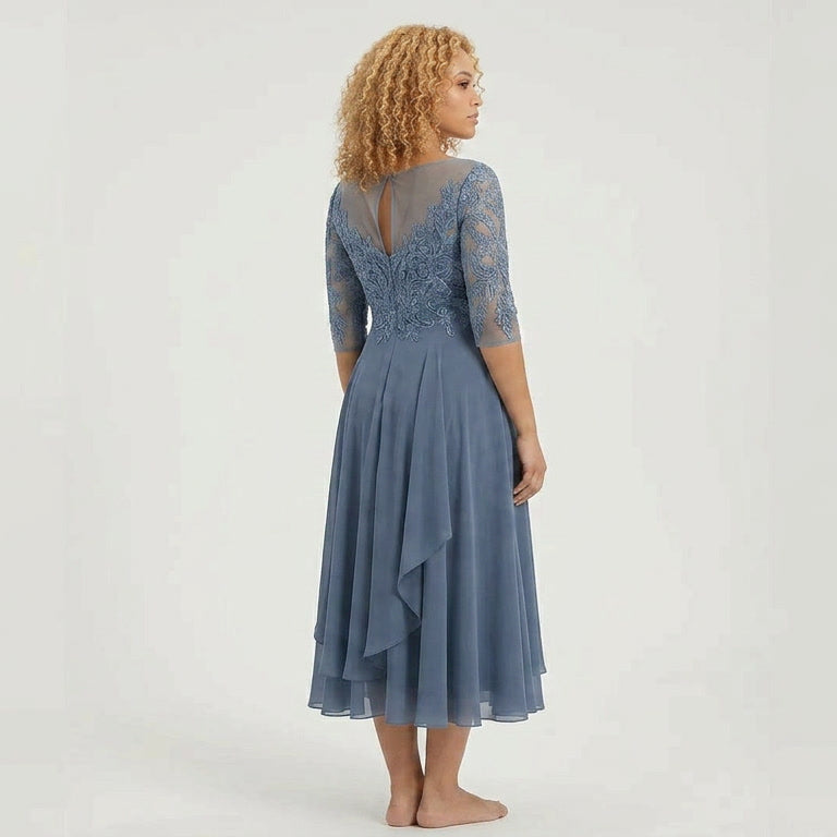 Layered Lace Bodice Sleeveless Midi Dress