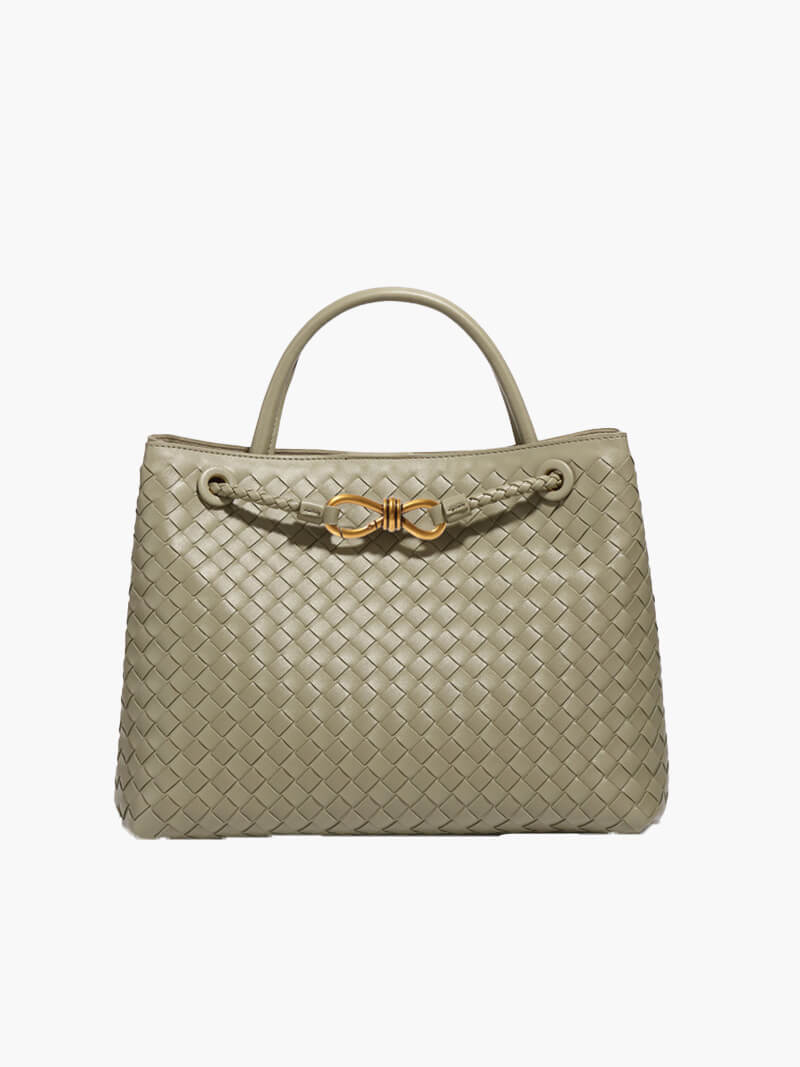 Structured Braided Faux Leather Tote Handbag