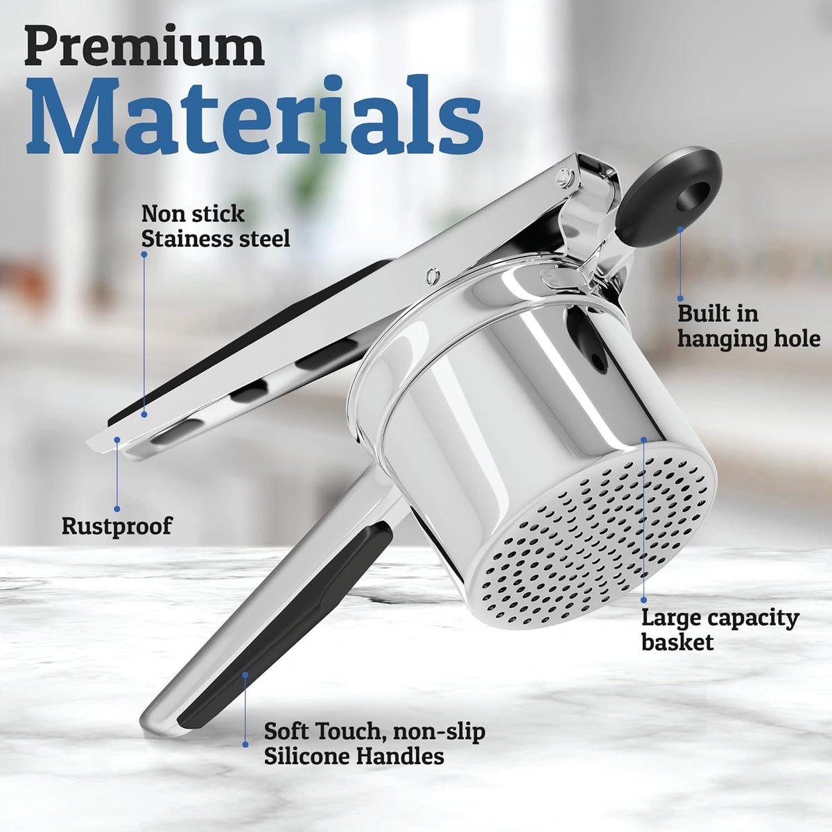Heavy-Duty Stainless Steel Potato Masher Tool