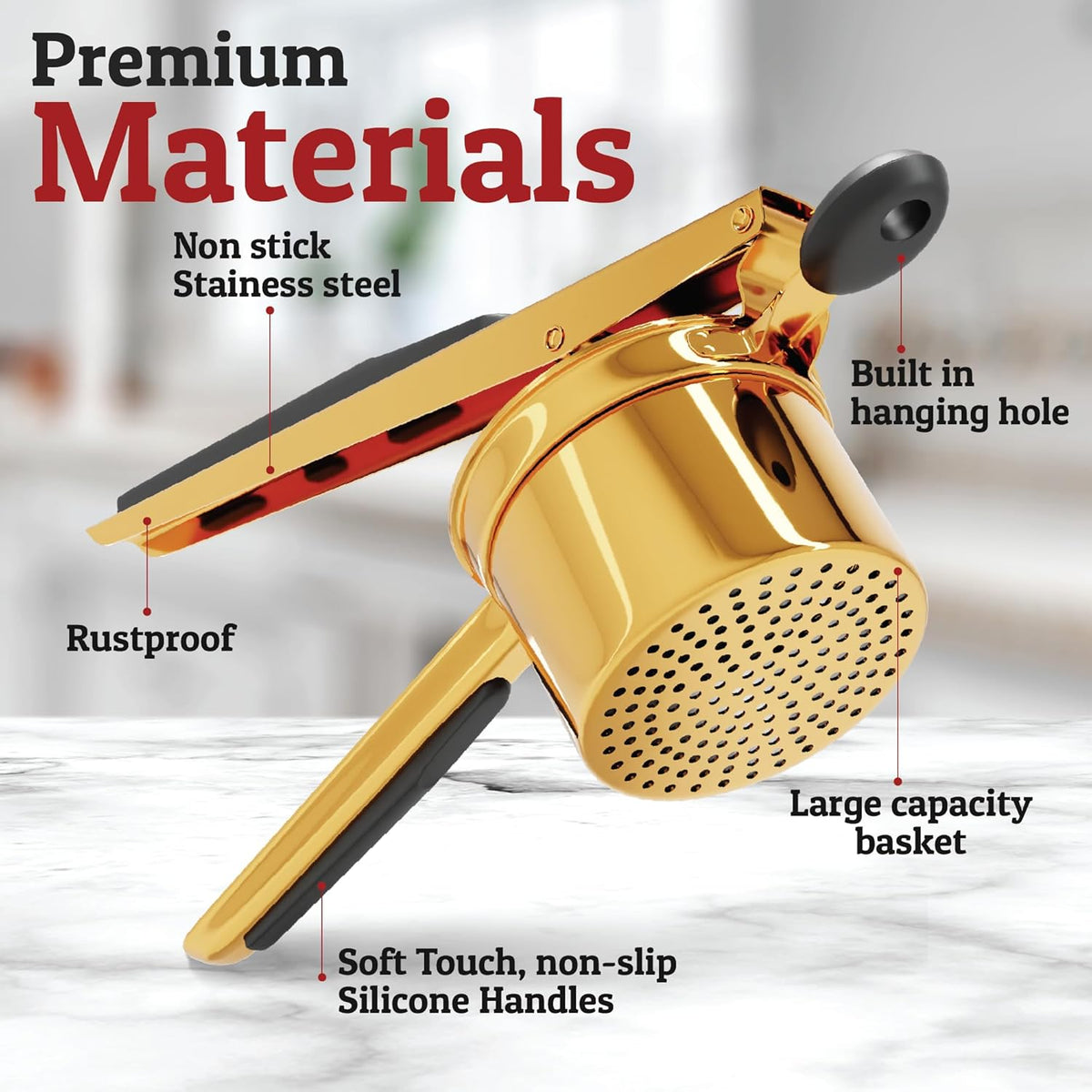 Heavy-Duty Stainless Steel Potato Masher Tool