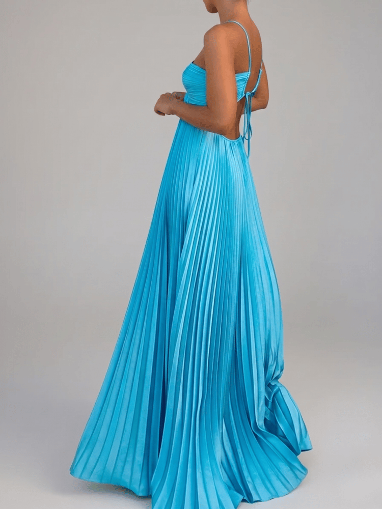 Flowing Pleated A-Line Maxi Dress