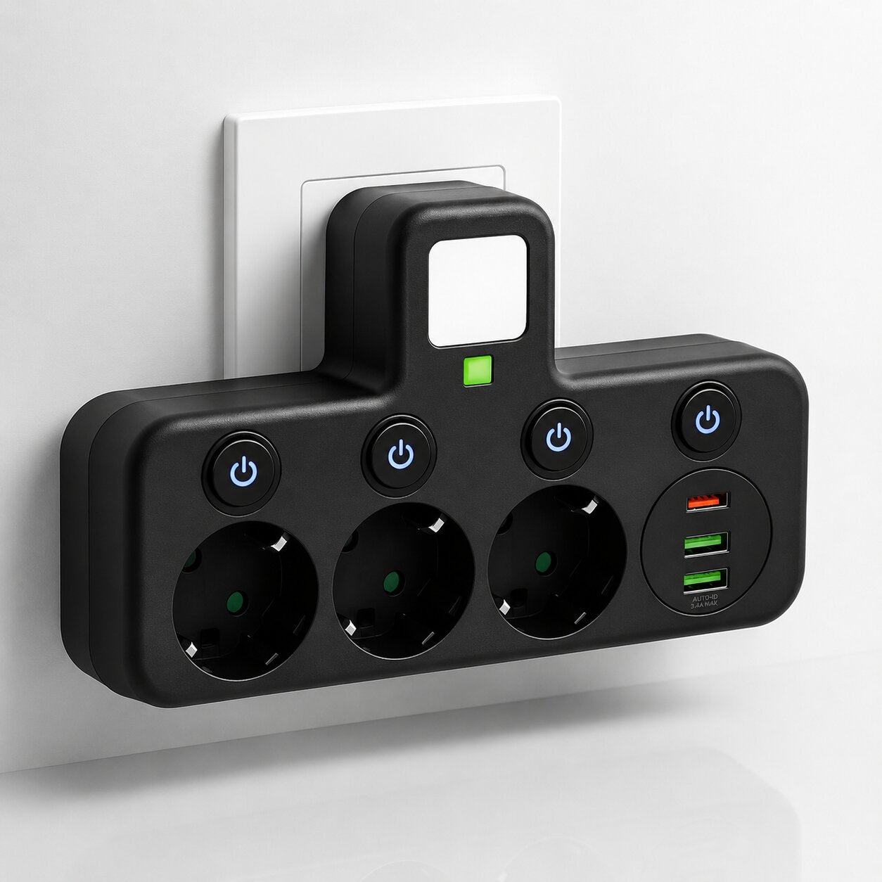 Power Strip with 3 Outlets, 2 USB and USB-C Port with Surge Protection