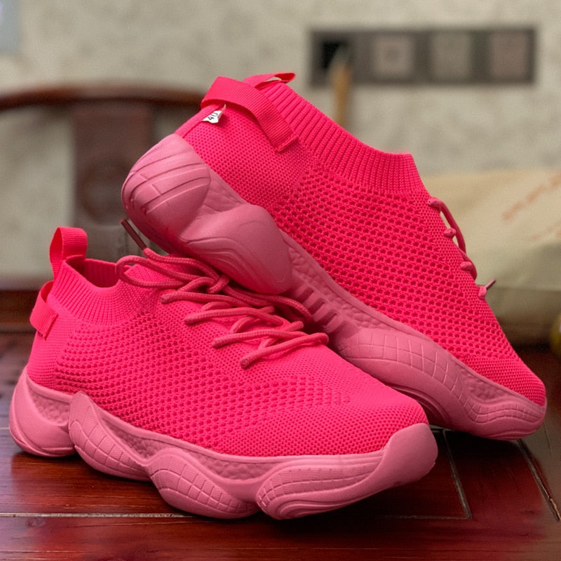 Breathable Mesh Lace-Up Running Sneakers