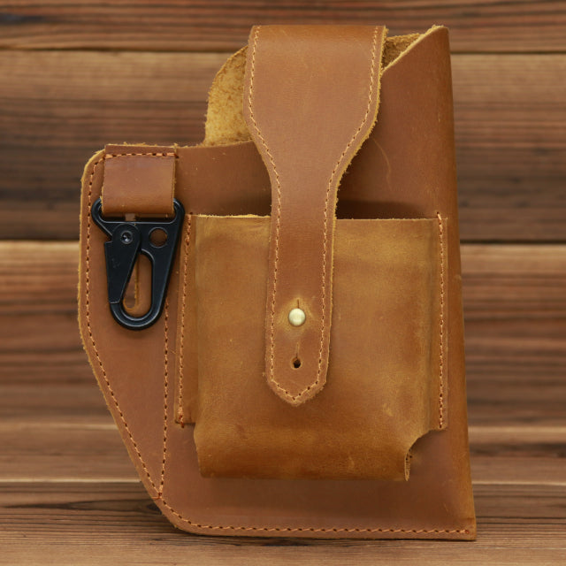 Men's Multi-Pocket Leather Waist Bag