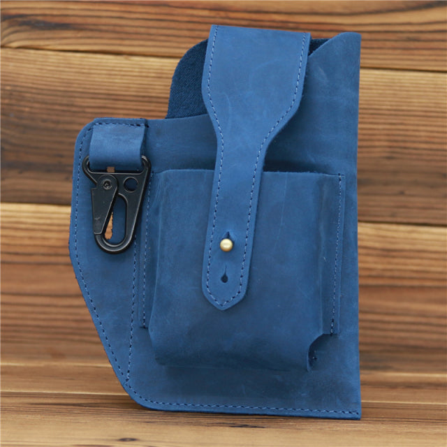 Men's Multi-Pocket Leather Waist Bag