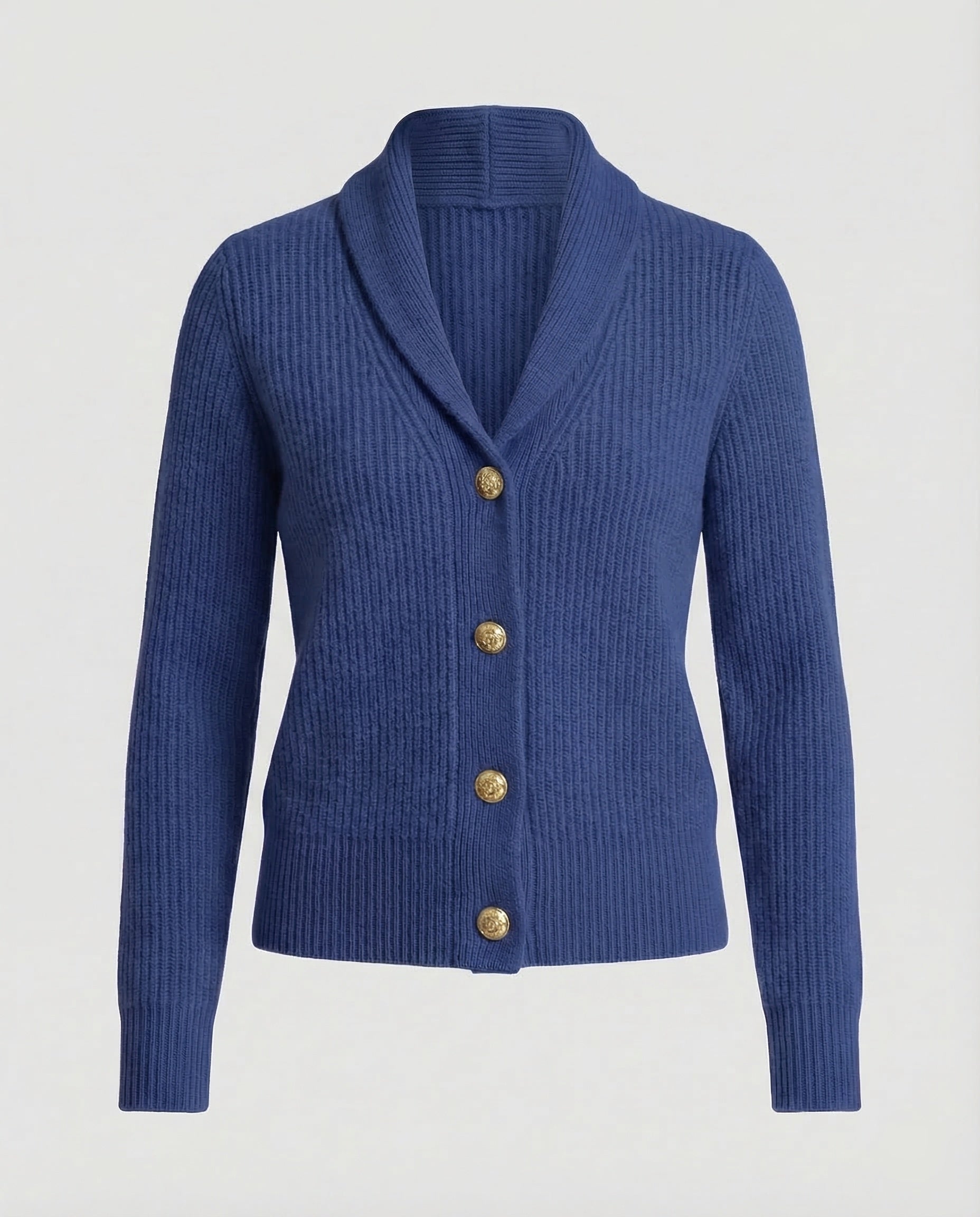 Lapel Collar Knit Cardigan With Button Front