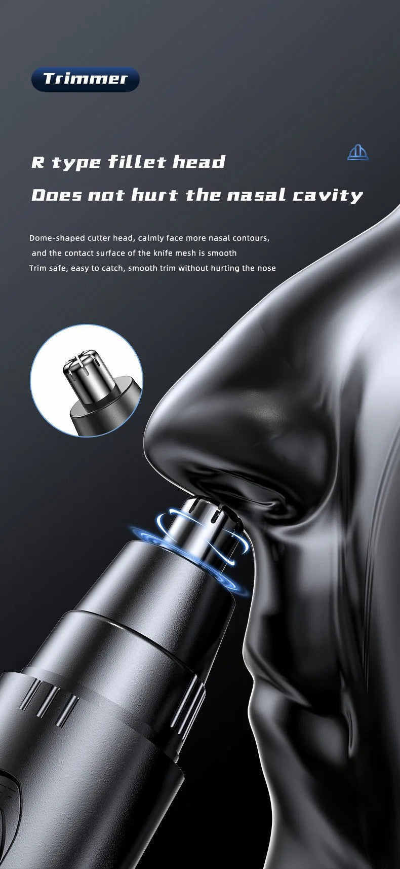 Rechargeable Painless Nose And Ear Trimmer