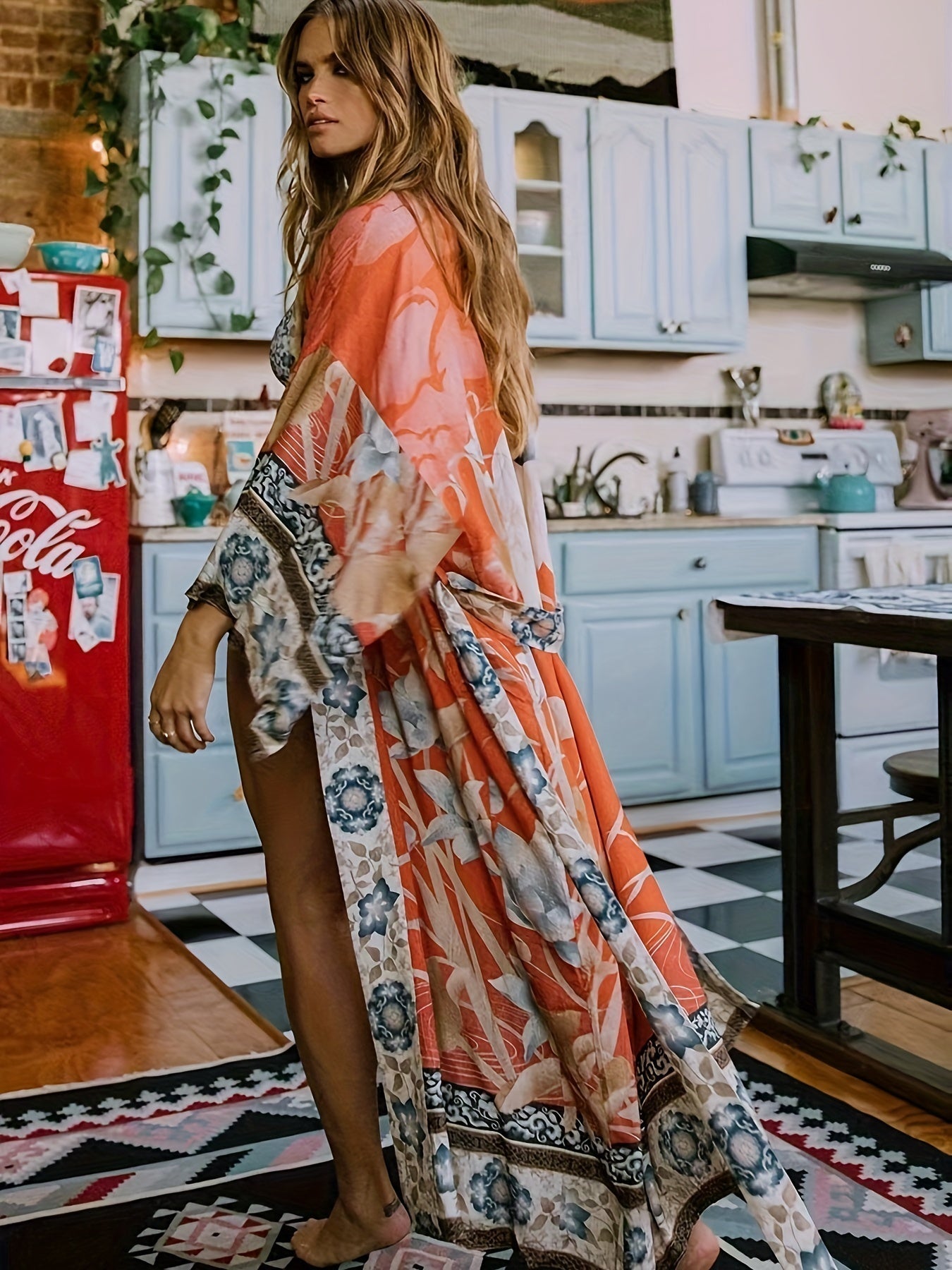 Floral Print Resort Kimono