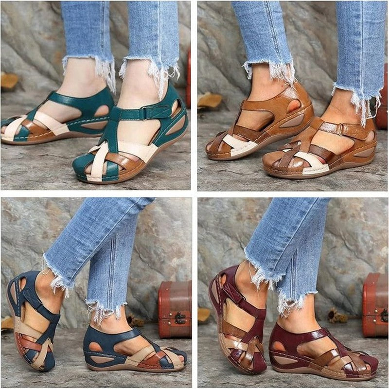 Open Toe Cutout Comfort Sandals with Adjustable Strap