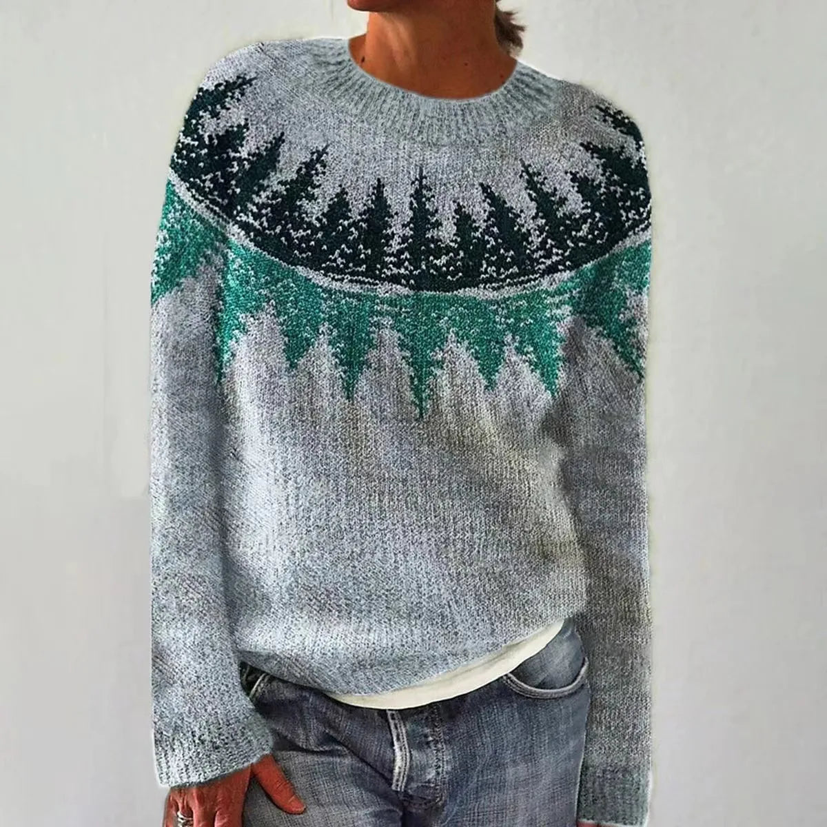 Nordic Stripe Knit Pullover Sweater
