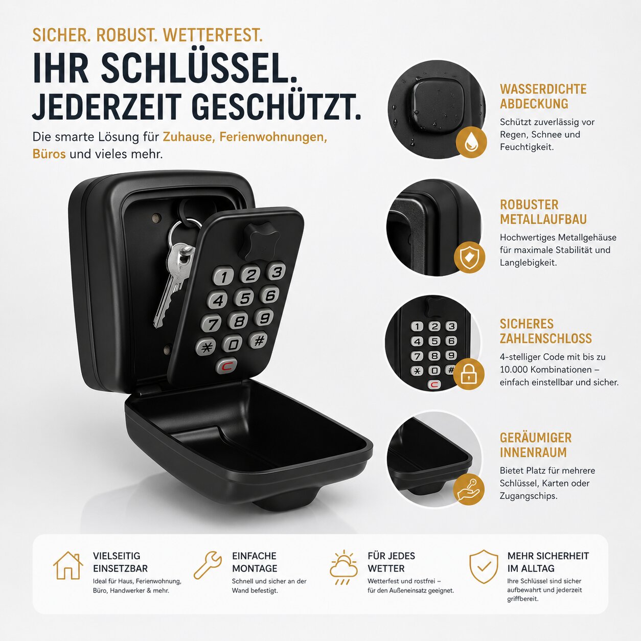 Outdoor Combination Key Safe Box with Adjustable Code