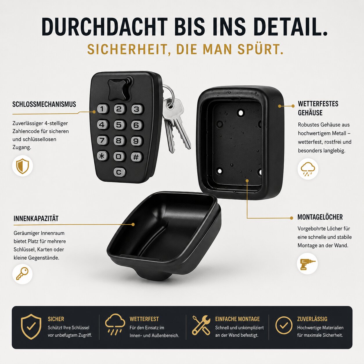 Outdoor Combination Key Safe Box with Adjustable Code