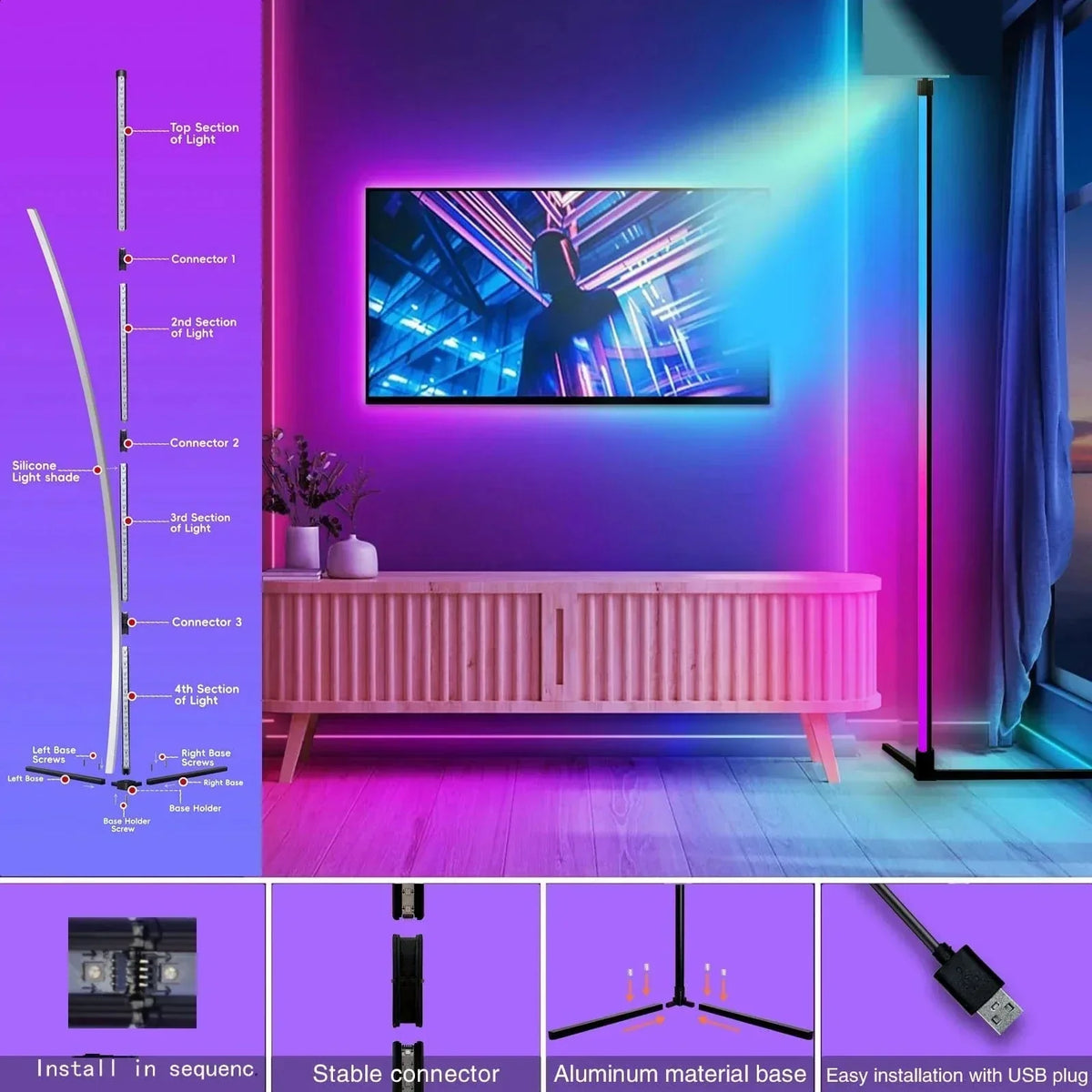 Sleek RGB Corner Lamp With Remote Control