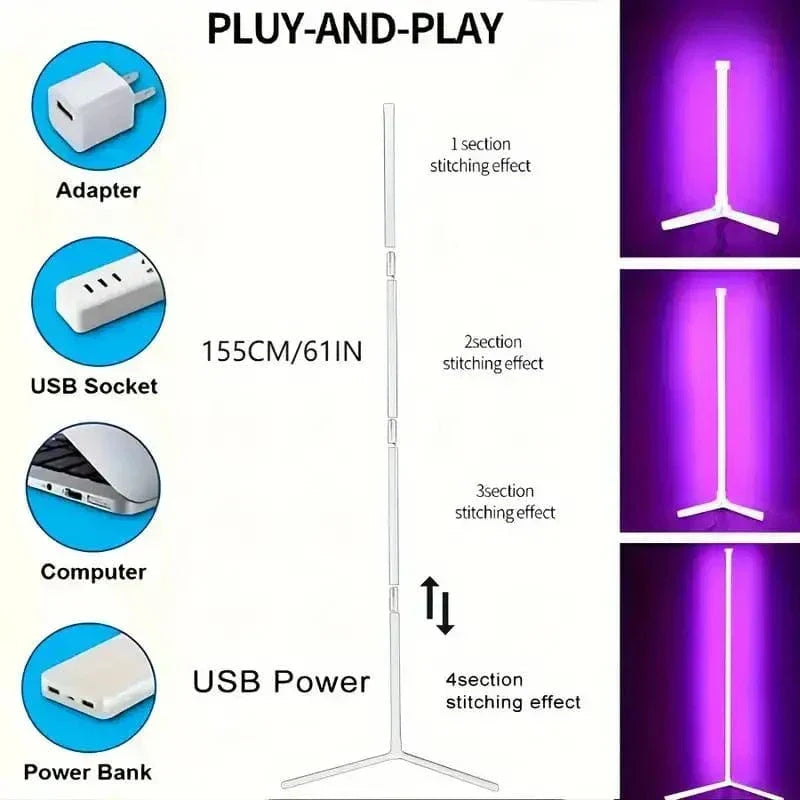 Sleek RGB Corner Lamp With Remote Control