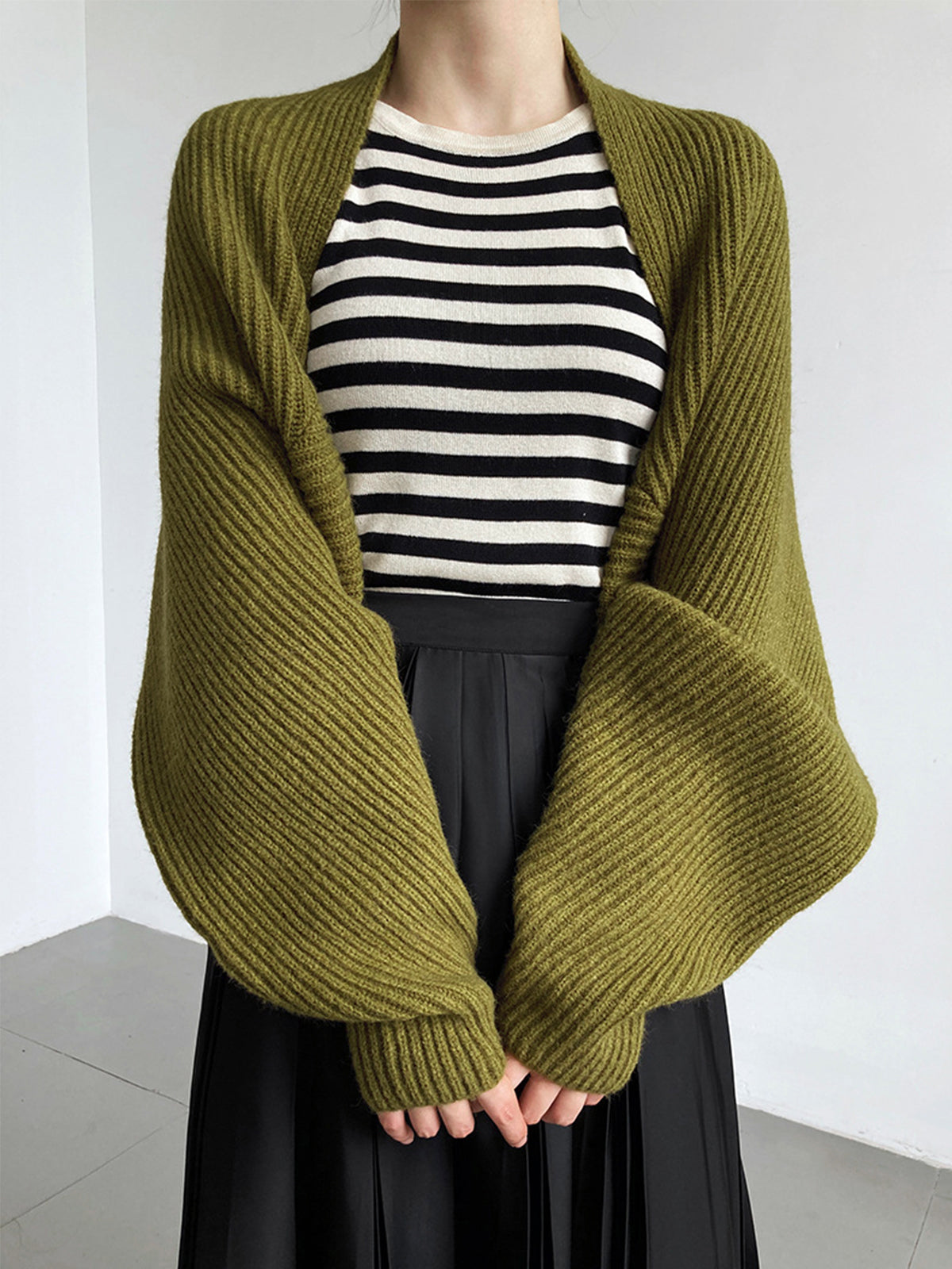 Open Front Shrug Cardigan In Stretch Viscose Knit