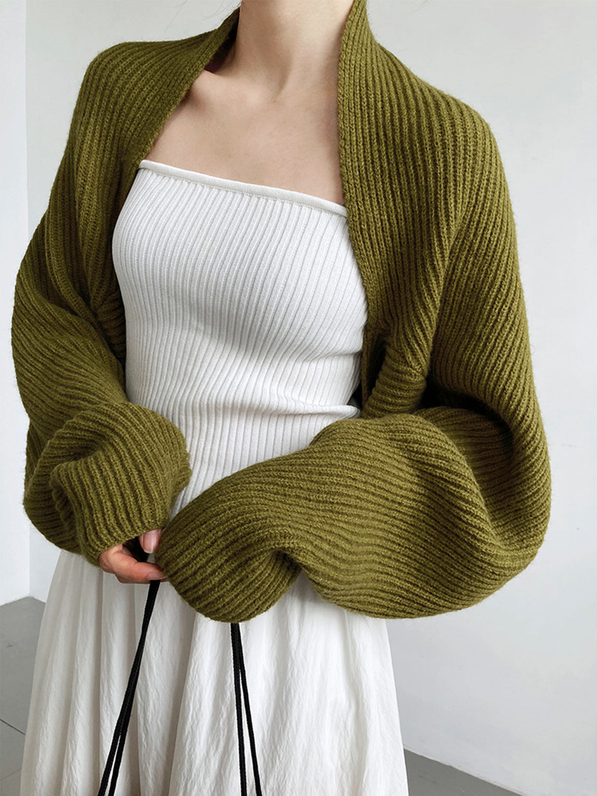 Open Front Shrug Cardigan In Stretch Viscose Knit