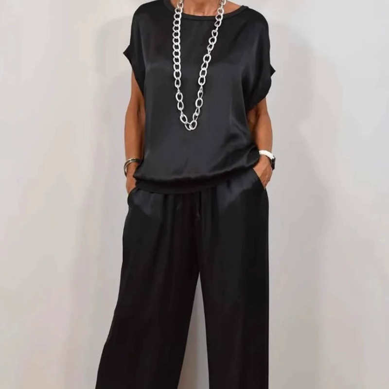 Flowing Blouse and Drawstring Pants Set