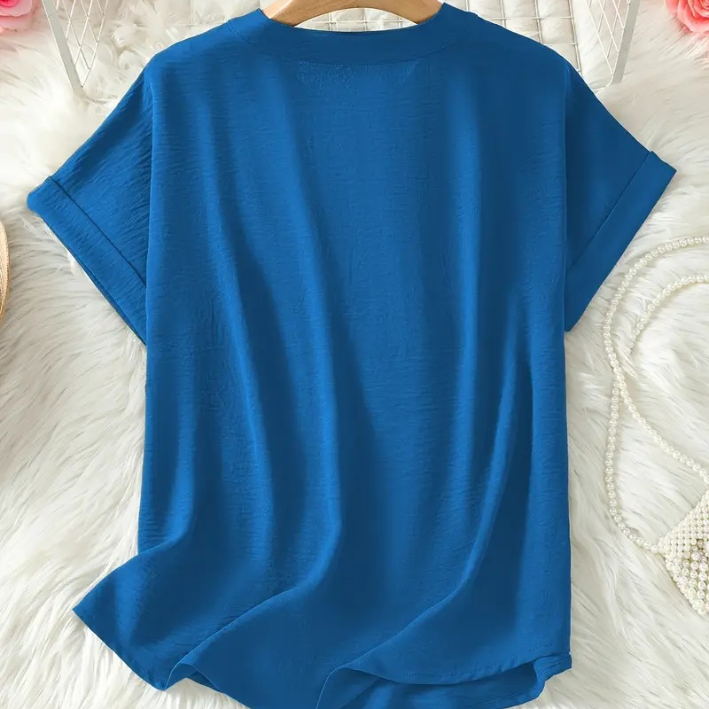 Relaxed Fit V-Neck Blouse With Long Sleeves