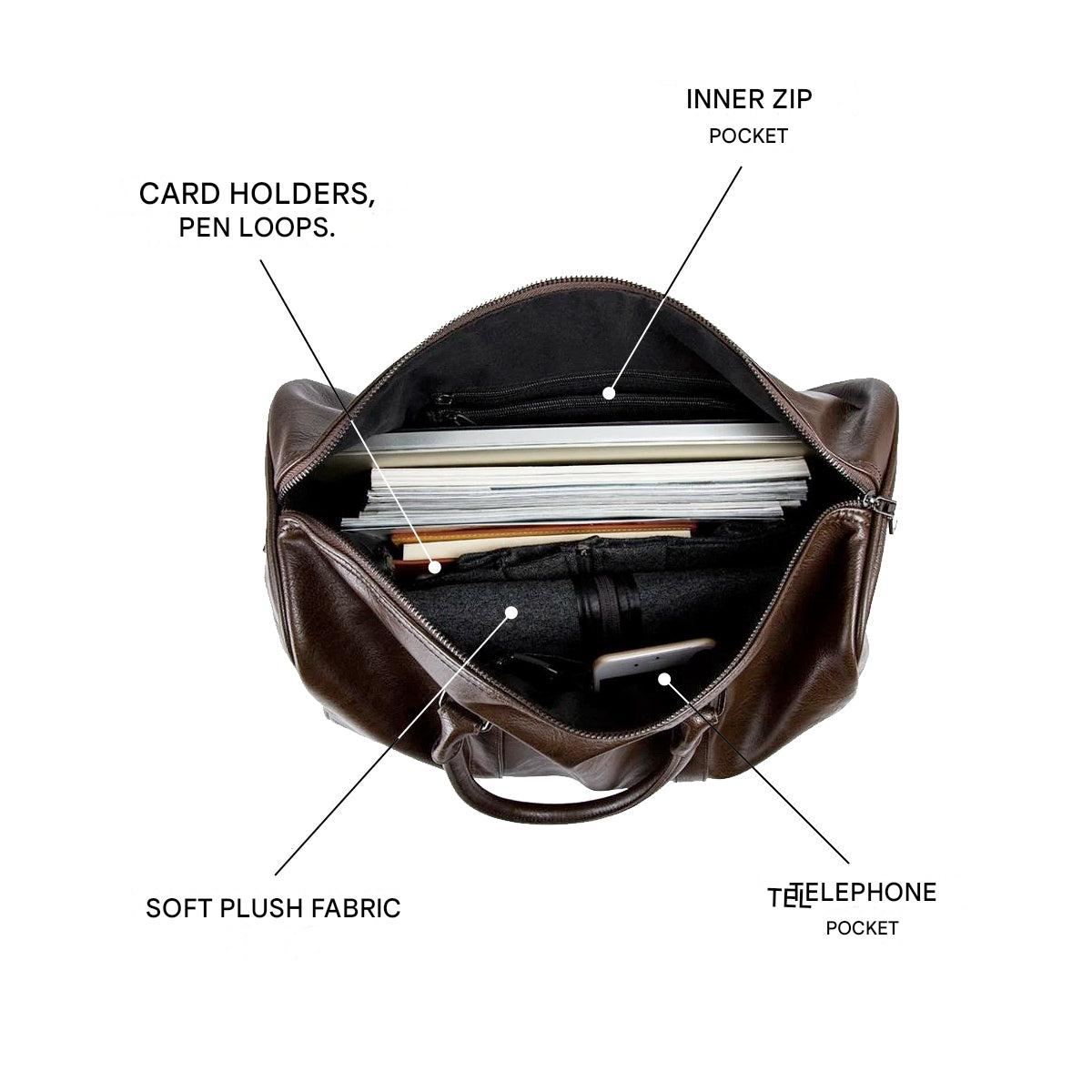 Large Capacity Lightweight Leather Travel Duffel