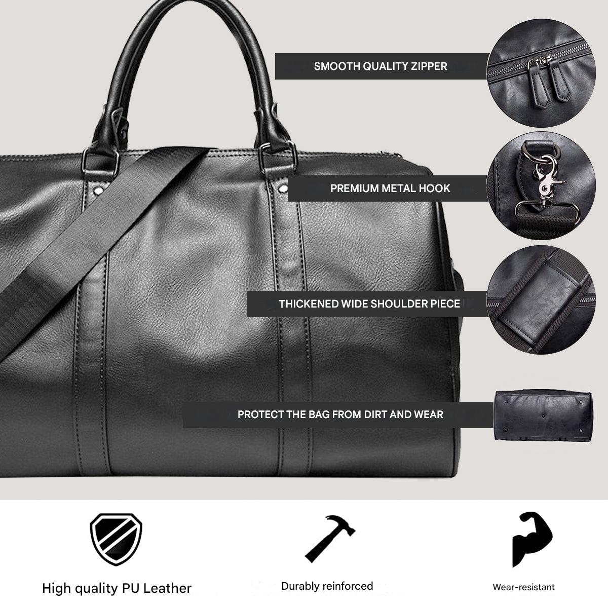 Large Capacity Lightweight Leather Travel Duffel