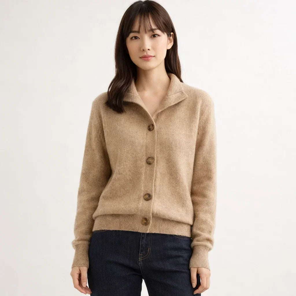 Asymmetrical Button Placket Knit Cardigan