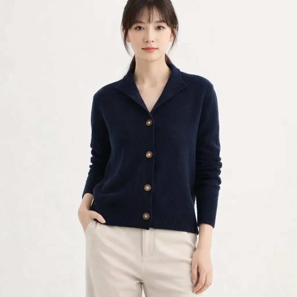Asymmetrical Button Placket Knit Cardigan