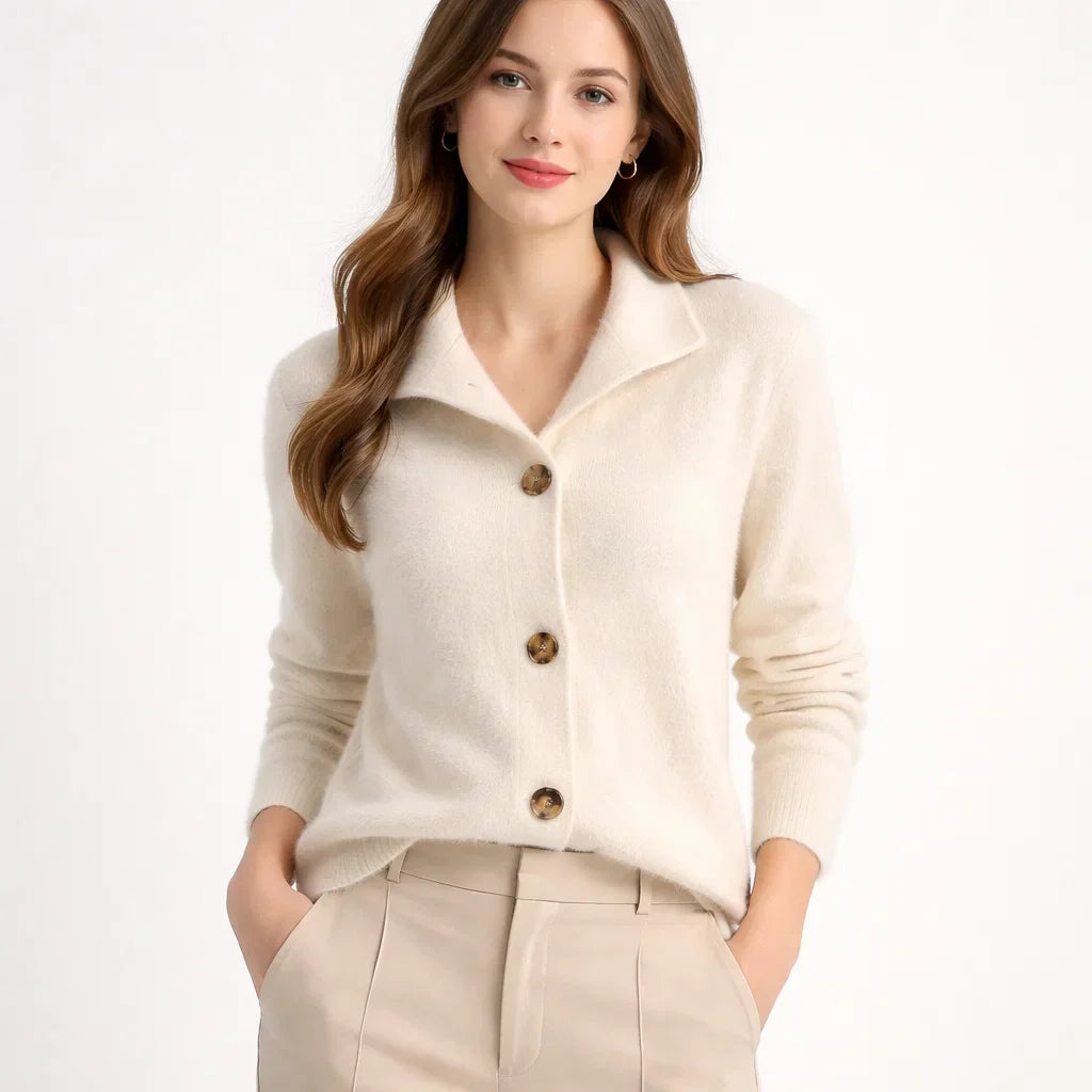 Asymmetrical Button Placket Knit Cardigan