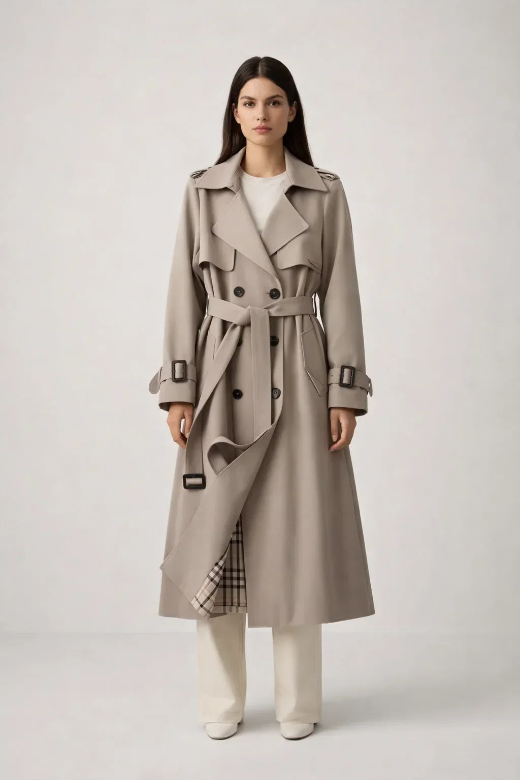 Classic Belted Trench Coat for Women