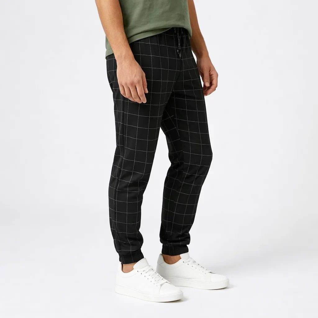 Slim Fit Checked Jogger Pants for Men