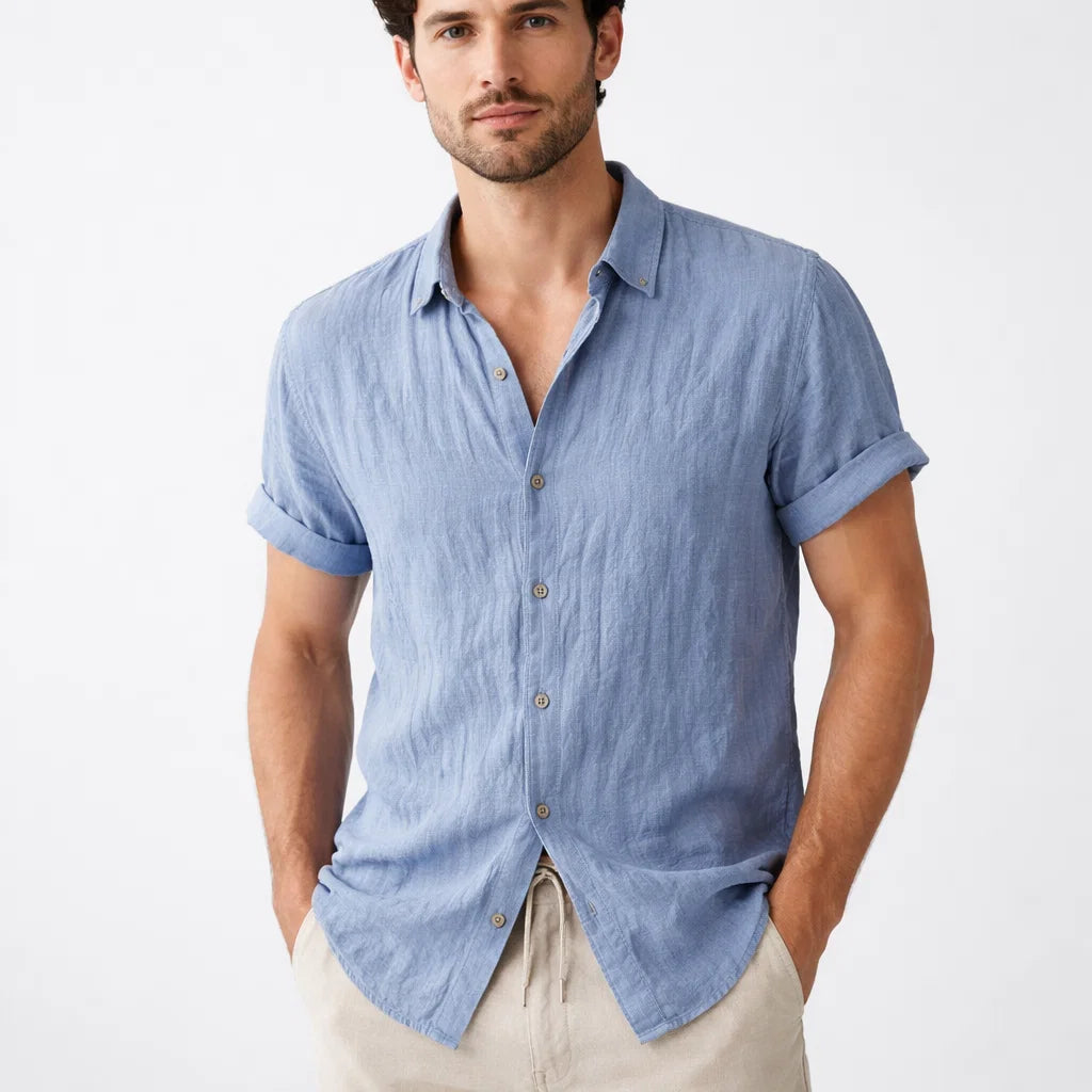 Short Sleeve Linen Shirt | Breathable Summer Fit Men