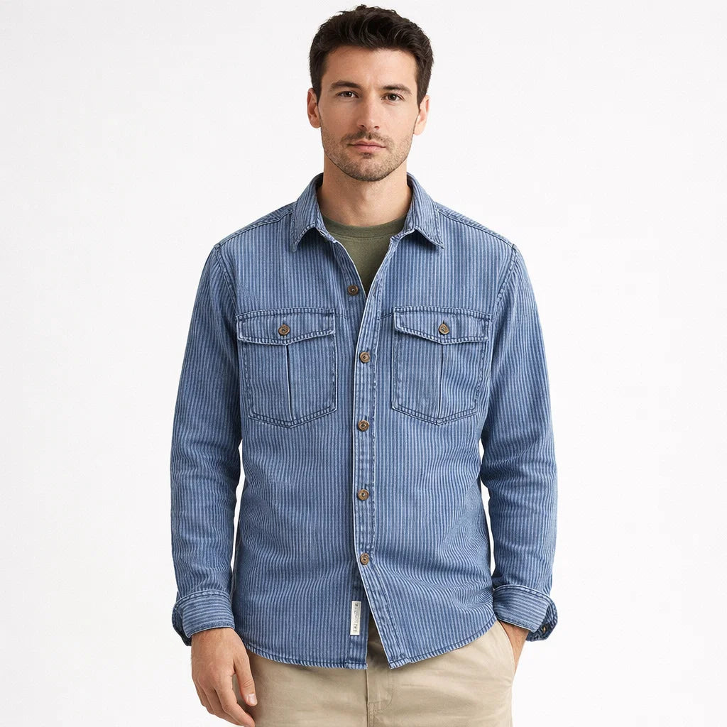 Denim Shirt | Vintage Style Long Sleeve Men