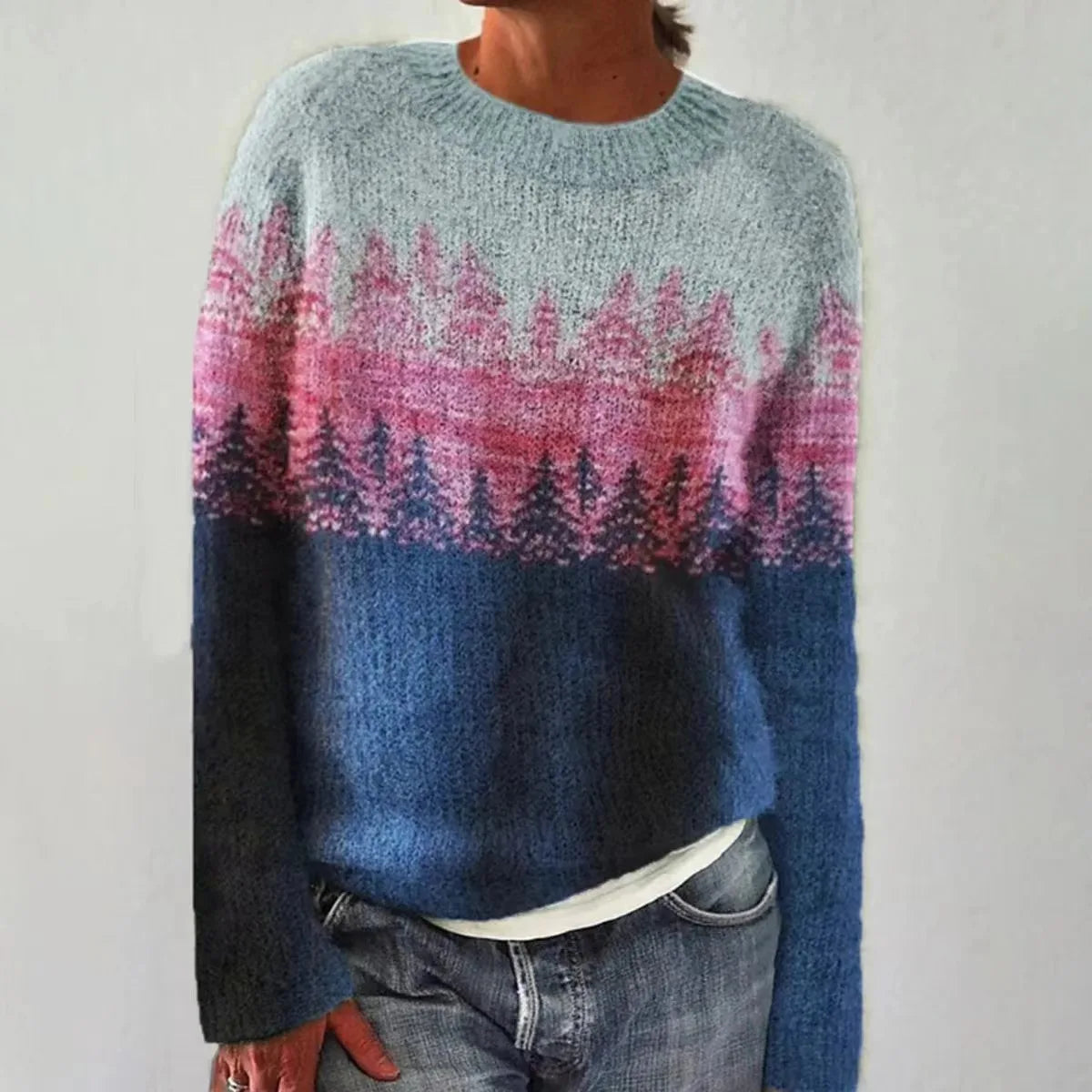 Nordic Stripe Knit Pullover Sweater