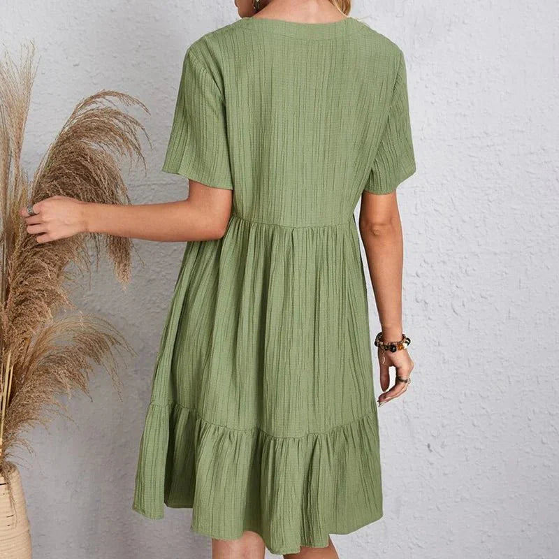 Retro V-Neck Tummy-Control Dress for a Flattering Fit