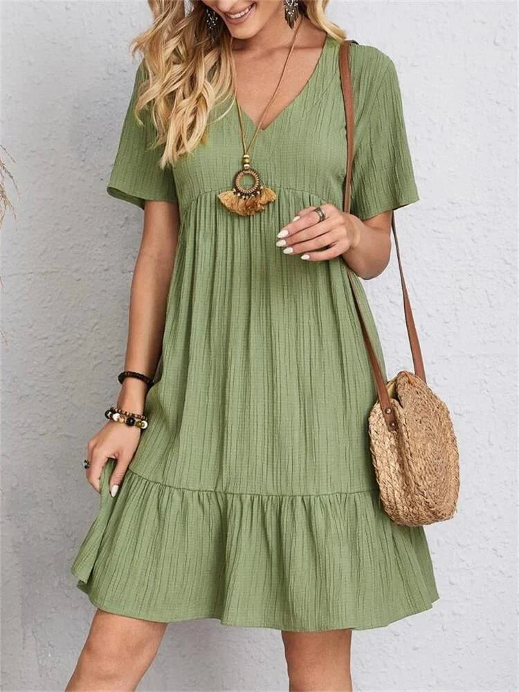 Retro V-Neck Tummy-Control Dress for a Flattering Fit