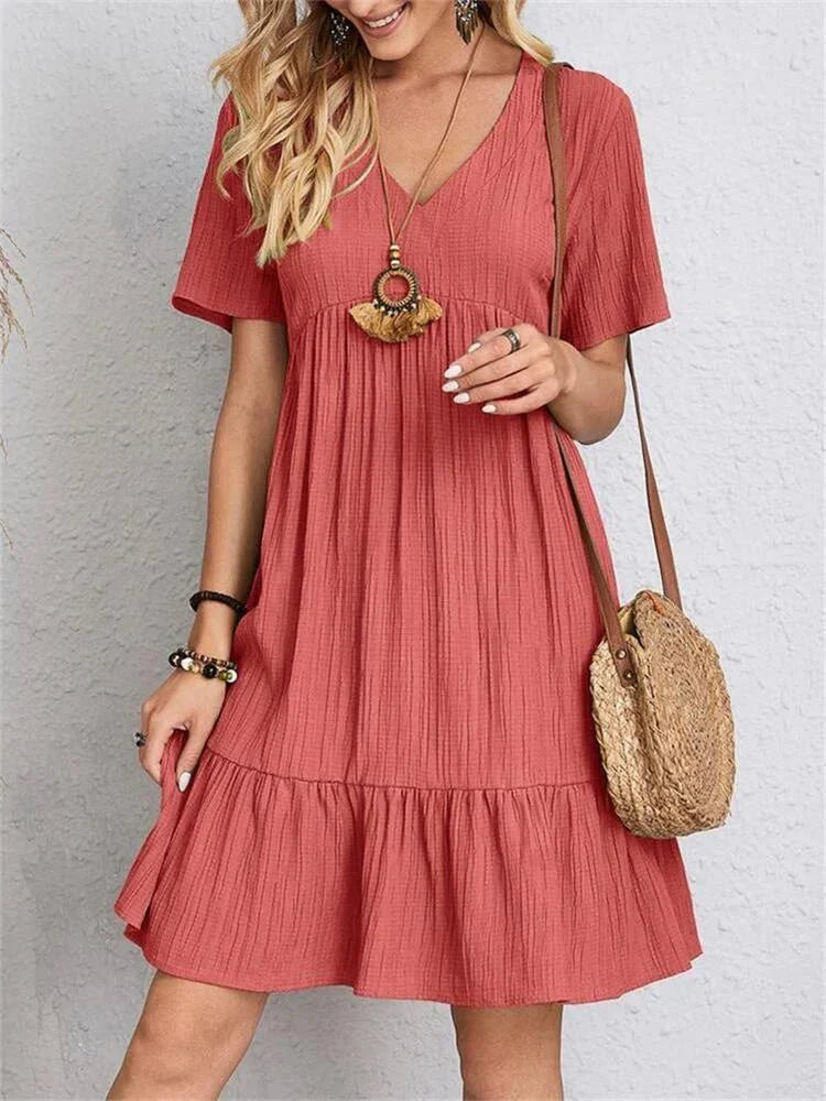 Retro V-Neck Tummy-Control Dress for a Flattering Fit