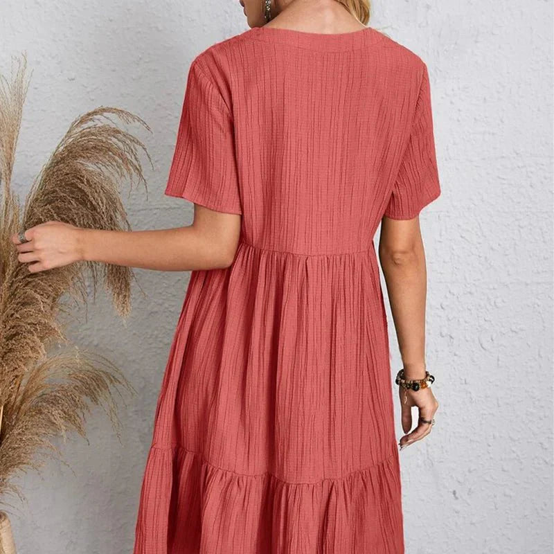 Retro V-Neck Tummy-Control Dress for a Flattering Fit