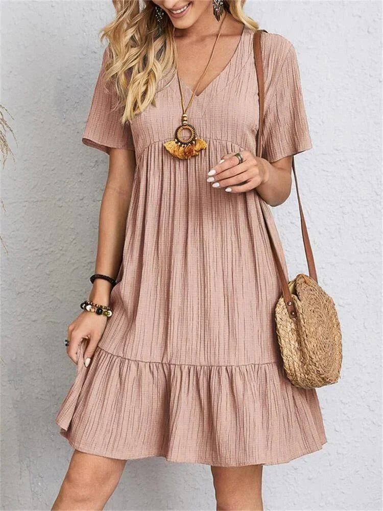 Retro V-Neck Tummy-Control Dress for a Flattering Fit