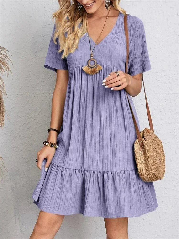 Retro V-Neck Tummy-Control Dress for a Flattering Fit