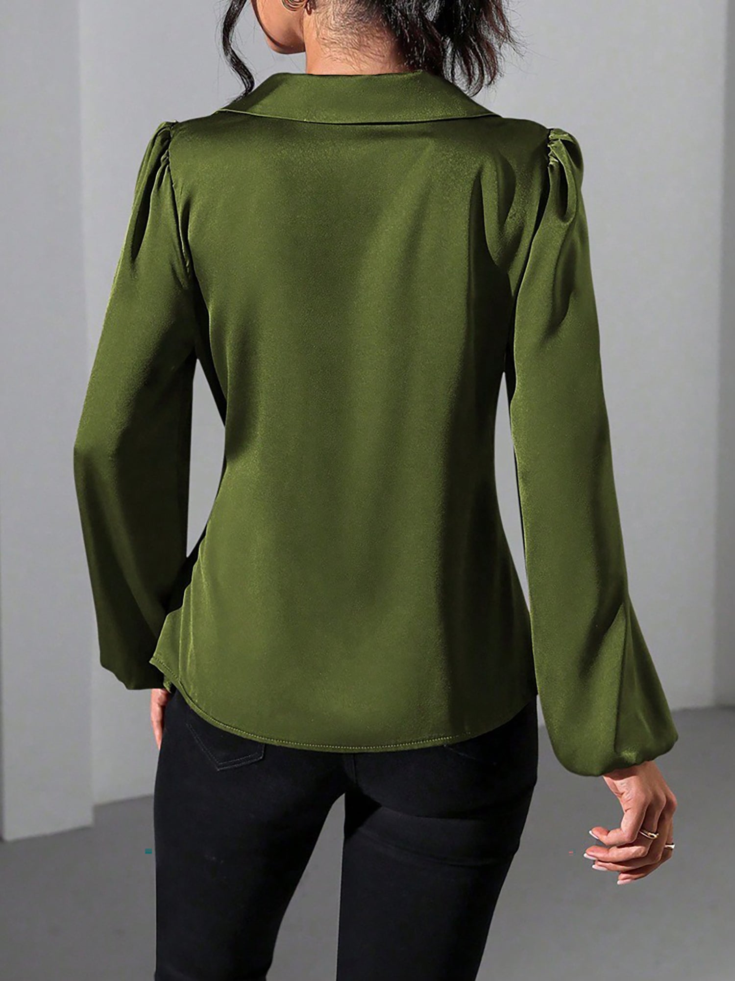 Satin Blouse with Adjustable Wrap Tie
