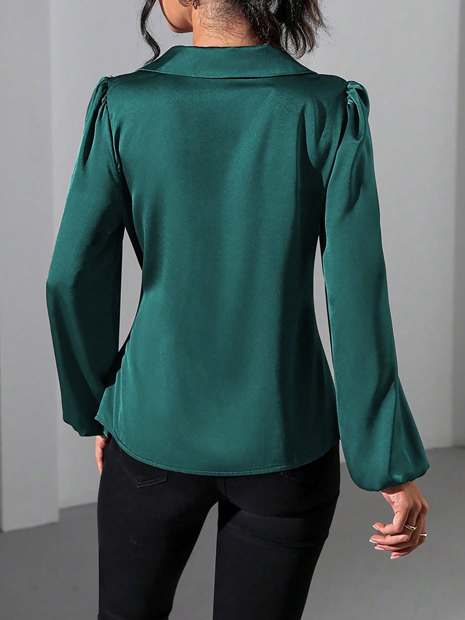 Satin Blouse with Adjustable Wrap Tie