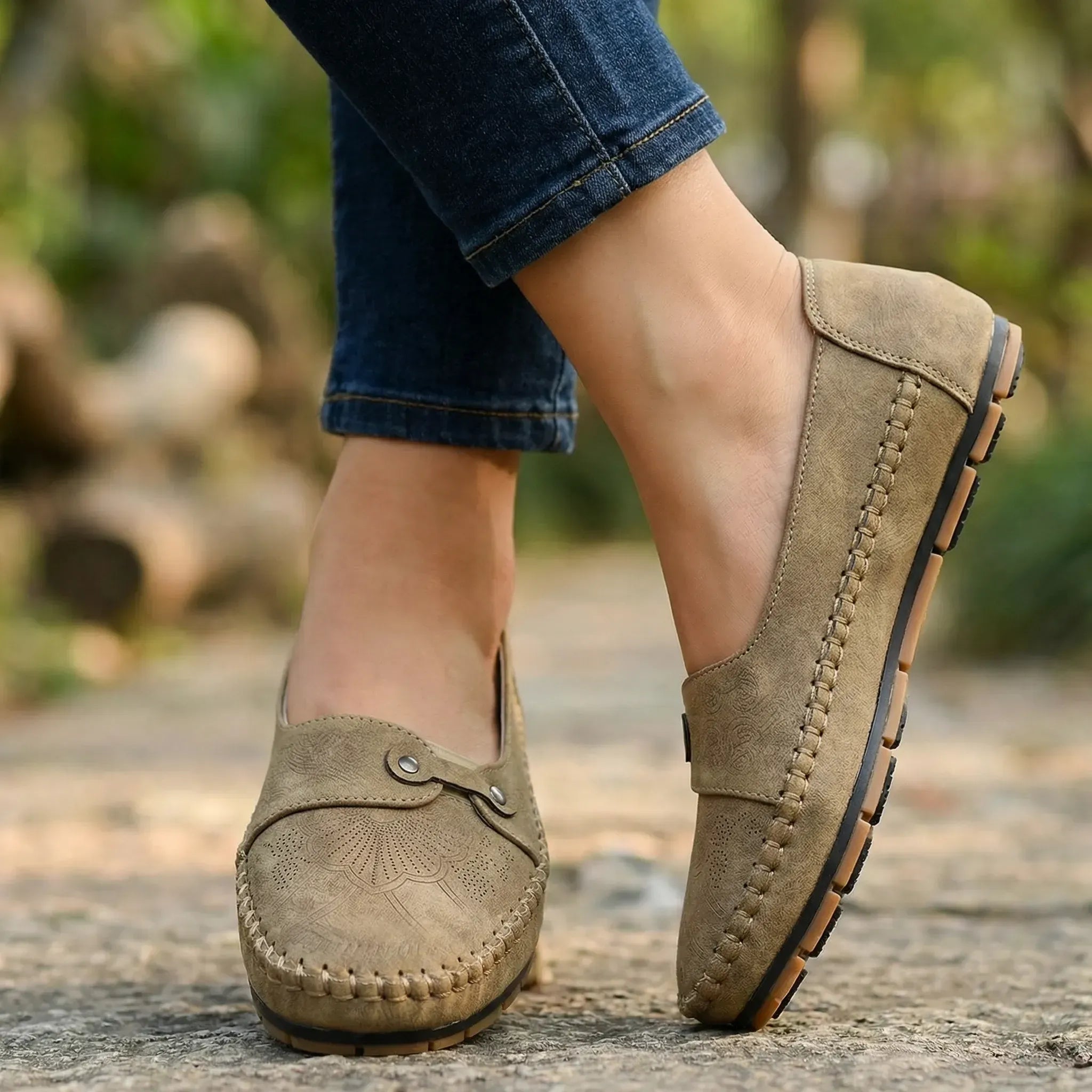 Extra Wide Suede Loafers with Arch Support