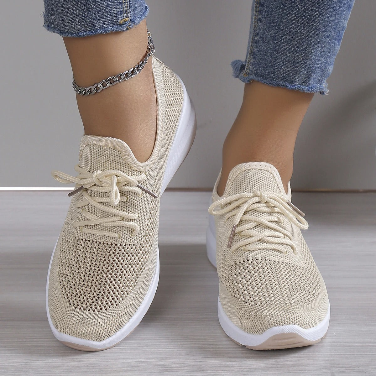 Breathable Mesh Platform Wedge Sneakers for Women