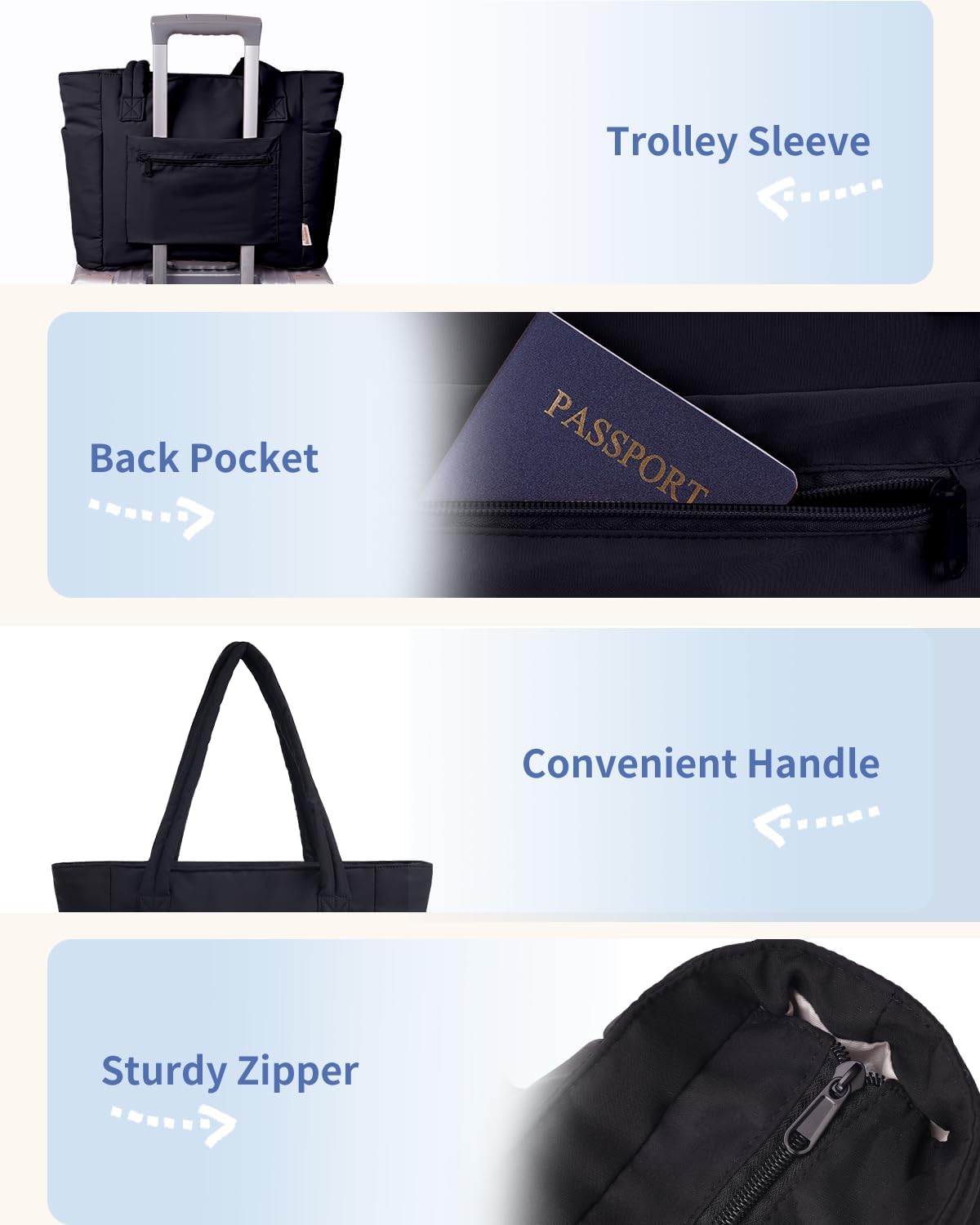 Quilted Puffer Tote Bag with Laptop Sleeve and Cup Holder