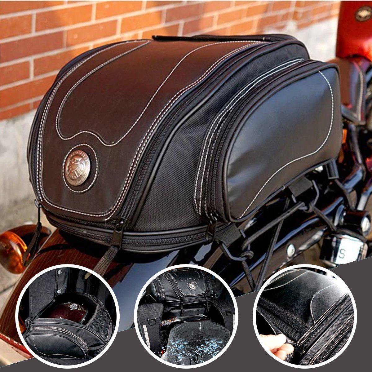 Expandable Water-Resistant Motorcycle Tail Bag