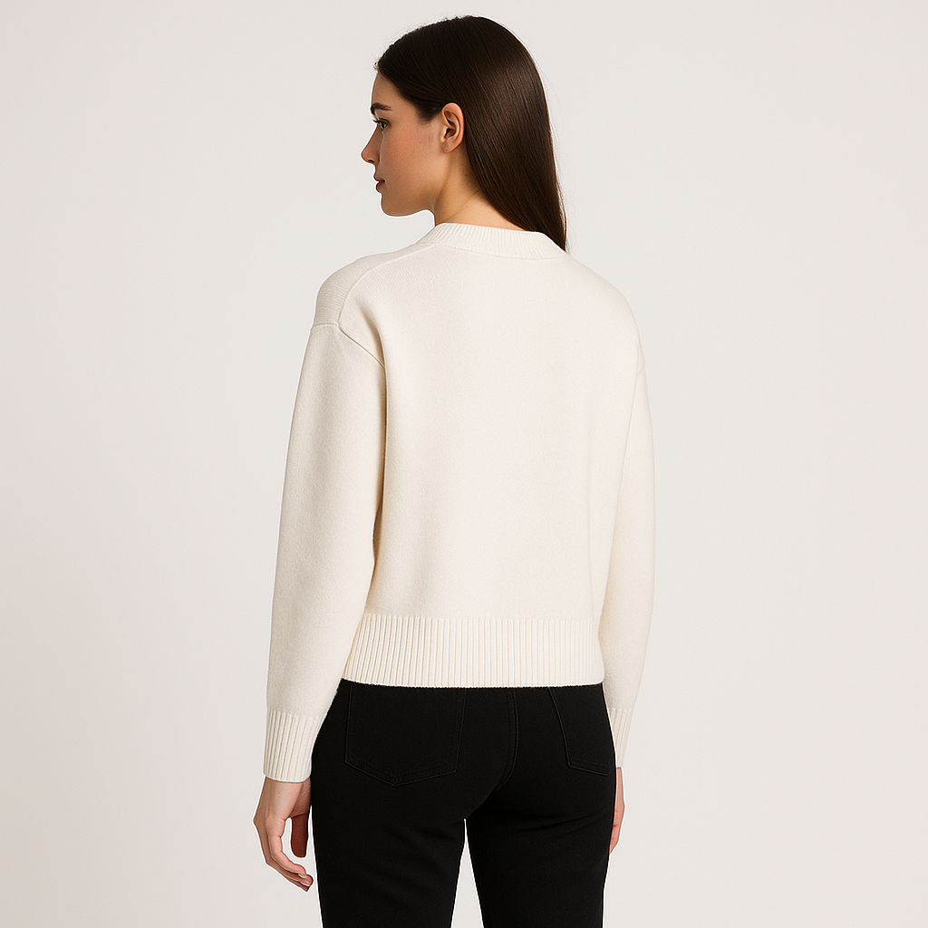 Heart Motif Oversized Crew Neck Sweater