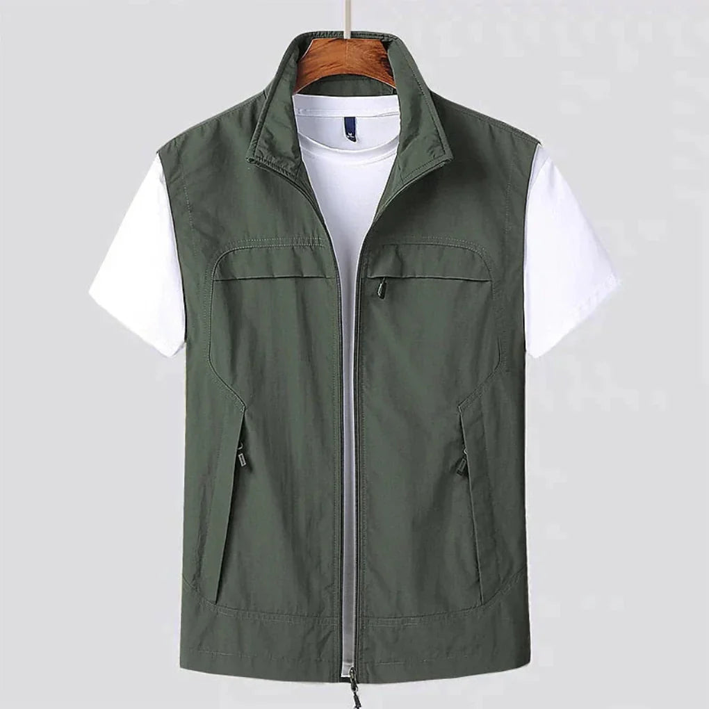 Quick-Dry Mesh Panel Zip-Up Vest