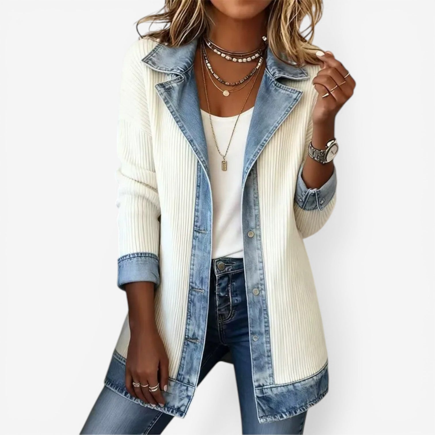 Hybrid Knit Denim Jacket