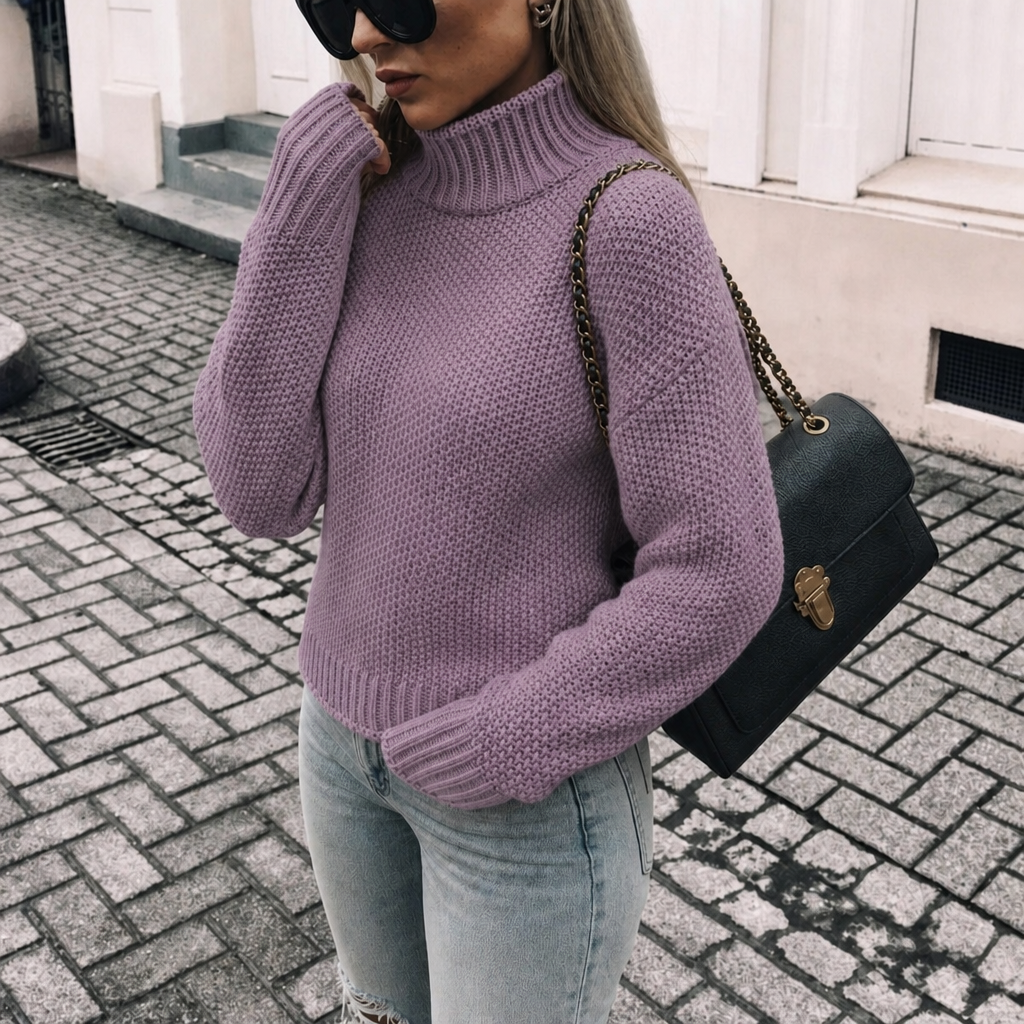 Chunky Knit Oversized Turtleneck Sweater