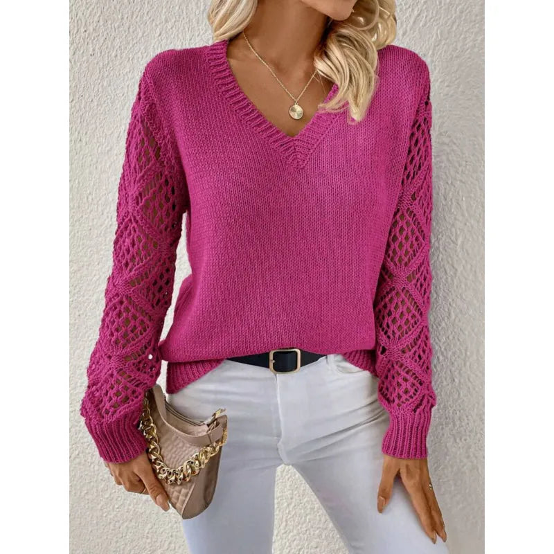V-Neck Open Sleeve Knit Sweater
